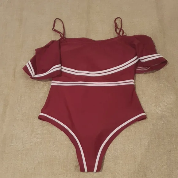 Shein Red Swimsuit One Piece Size 14 approx - Picture 4 of 4